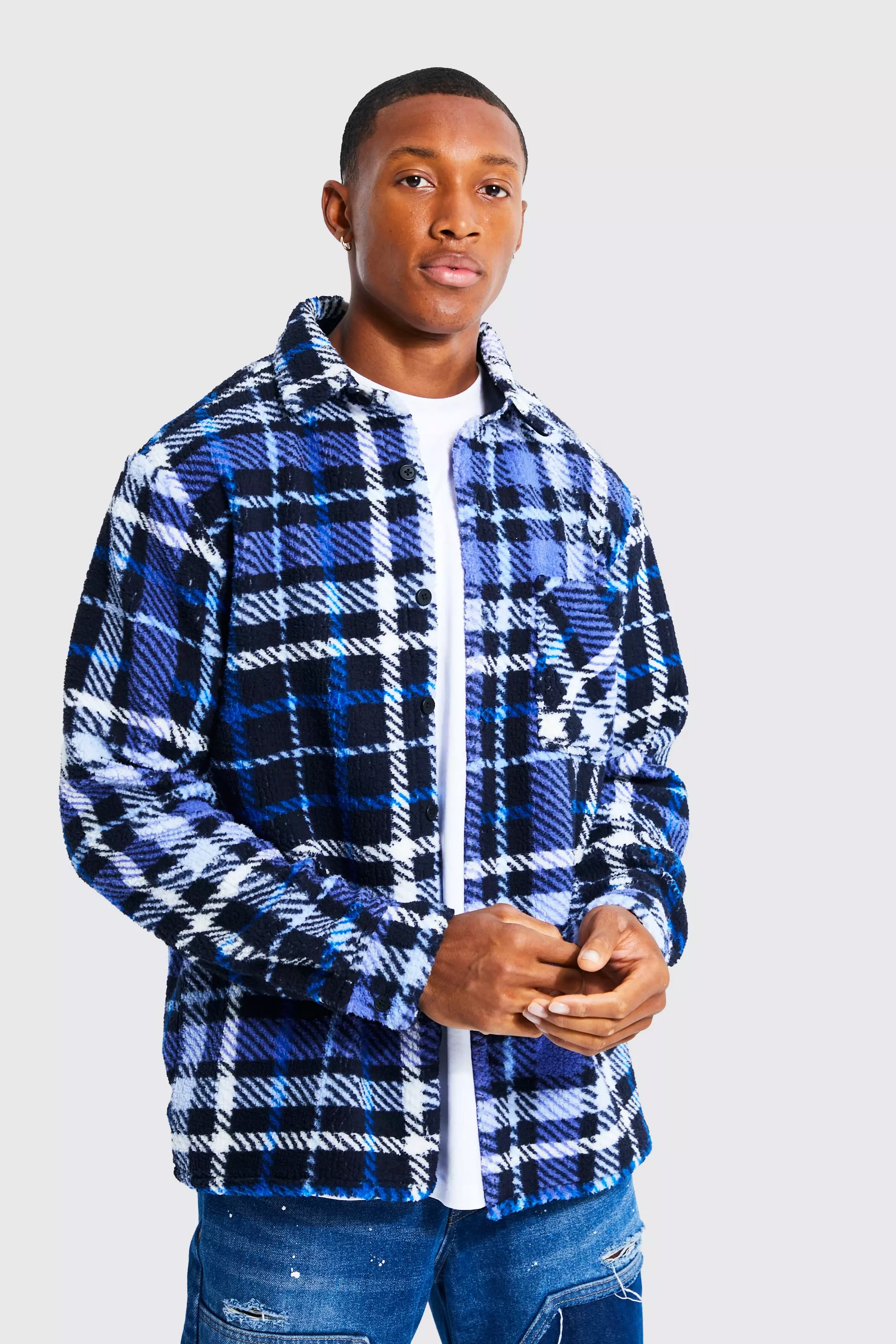 Dark blue best sale check shirt